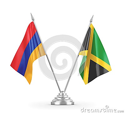 Jamaica and Armenia table flags isolated on white 3D rendering Stock Photo