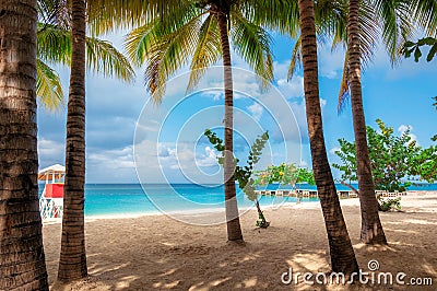 Jamaica beach in Montego Bay on Caribbean see. Stock Photo