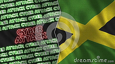 Jamaica Realistic Flag with Cyber Attack Titles Illustration Stock Photo