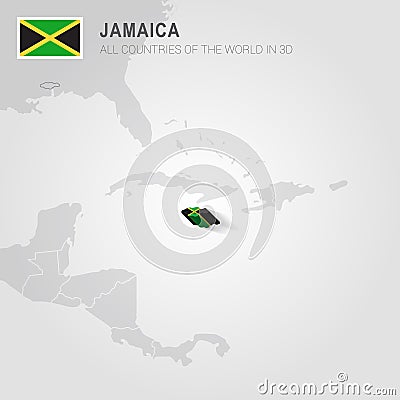 Jamaica drawn on gray map. Vector Illustration