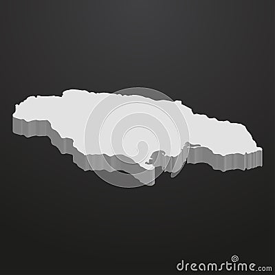 Jamaica map in gray on a black background 3d Stock Photo