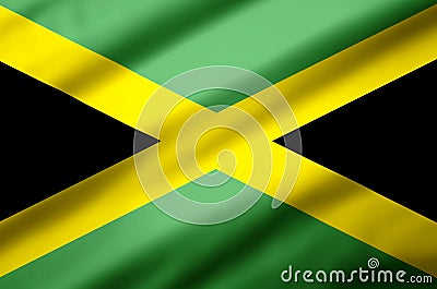 Jamaica realistic flag illustration. Cartoon Illustration