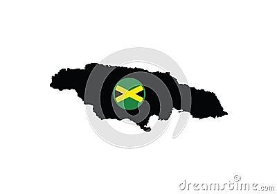 Jamaica outline map country shape state borders national symbol flag Vector Illustration