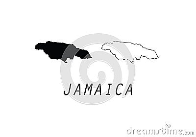 Jamaica outline map national borders Vector Illustration