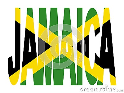 Jamaica text with flag Vector Illustration