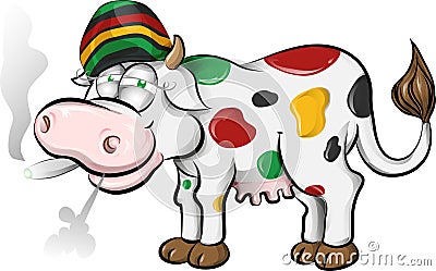 Jamaican cow cartoon Vector Illustration