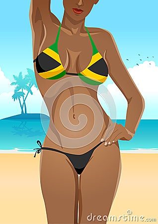 Jamaican Flag Bikini Vector Illustration