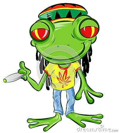 Jamaican Frog Character Cartoon Vector Illustration