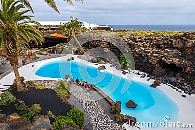 Jameos del Agua pool in volcanic cave, Lanzarote Editorial Stock Photo