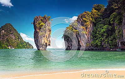 James Bond island near Phuket in Thailand. Famous landmark Stock Photo