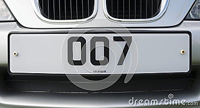 James Bond 007 Personalised Number Plate Editorial Stock Photo