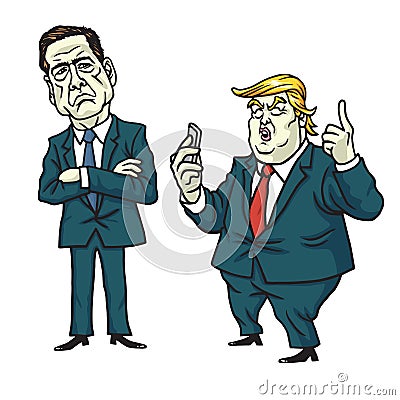 James Comey against Donald Trump. Cartoon Vector. June 13, 2017 Vector Illustration