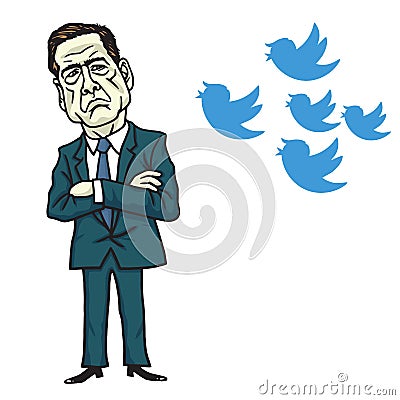 James Comey Vs Donald Trump Bird Icon. Cartoon Vector Illustration. June 12, 2017 Vector Illustration