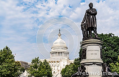 James Garfield Monument with United States Capitol Building Editorial Stock Photo