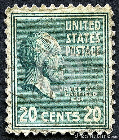 James A. Garfield US Postage Stamp Editorial Stock Photo