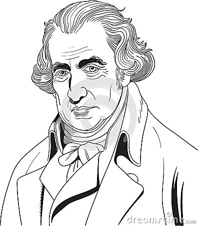 James Watt cartoon style portrait Vector Illustration