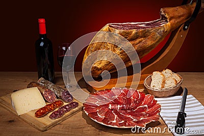 Different spanish embutidos on a table Stock Photo