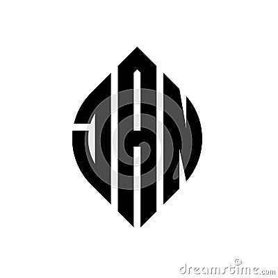 JAN circle letter logo design with circle and ellipse shape. JAN ellipse letters with typographic style. The three initials form a Vector Illustration