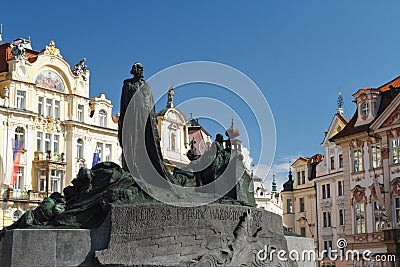 Jan Hus Memorial designed by Ladislav Saloun in Old town squar Stock Photo