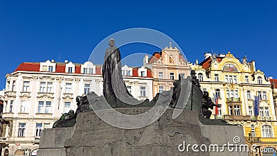 Prague, Czech Republic Jan Has Memorial Old Town Square Stock Photo