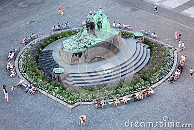 Jan Hus Memorial, Old Town Square, Prague Editorial Stock Photo