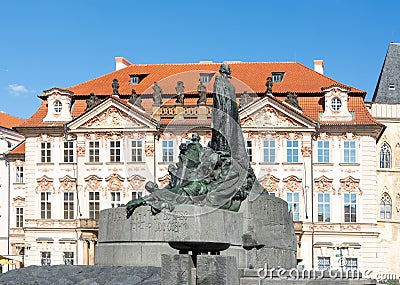 Jan Hus Memorial in Prague Stock Photo