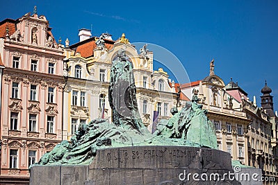 Jan Hus monument in Prague Stock Photo