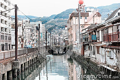 15 Jan 2020 - Nagasaki, Kyushu, Japan : cityscape of Nagasaki, Historical town of Kyushu, Japan Editorial Stock Photo