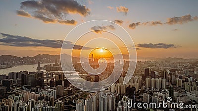 Jan 14 2024 panoramic view of Kowloon from Ping Shan Editorial Stock Photo