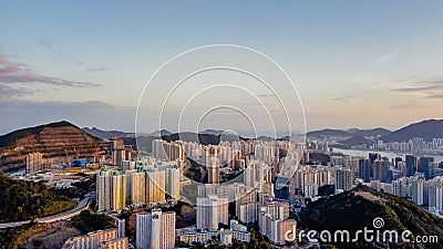 Jan 14 2024 panoramic view of Shun Lee from Ping Shan Editorial Stock Photo