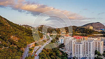 Jan 14 2024 panoramic view of Shun Lee from Ping Shan Editorial Stock Photo