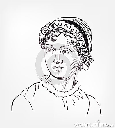 Jane Austen vector sketch illustration isolated Vector Illustration