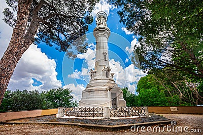 The Janiculum Lighthouse is also called the Lighthouse of Rome or the Lighthouse of the Italians of Argentina. One of the best Stock Photo