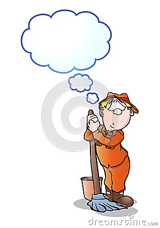 Janitor dreams Stock Photo