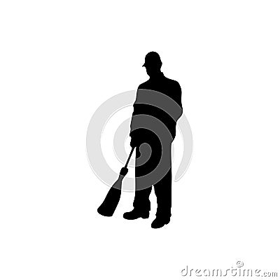 Janitor male vector silhouette on white background Vector Illustration