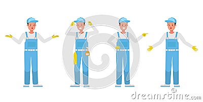 Janitor vector character design. Presentation in various action. no6 Vector Illustration