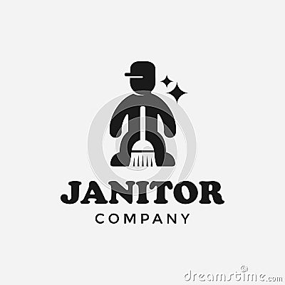 Janitor vector logo template Vector Illustration