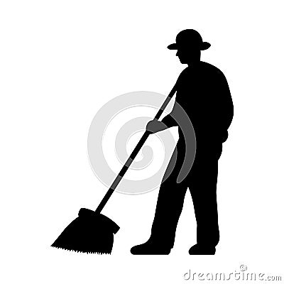 Janitor vector silhouette on white background Vector Illustration