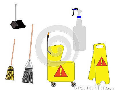 Janitorial tools Vector Illustration