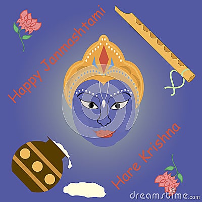 Janmashtami greeting card Vector Illustration