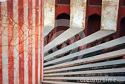 Jantar Mantar, Delhi interior radials and column Stock Photo