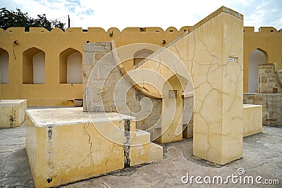 Jantar Mantar Observatory in Jaipur is a collection of 19 astronomical instruments built by Rajput King Sawai Jai Singh II Stock Photo