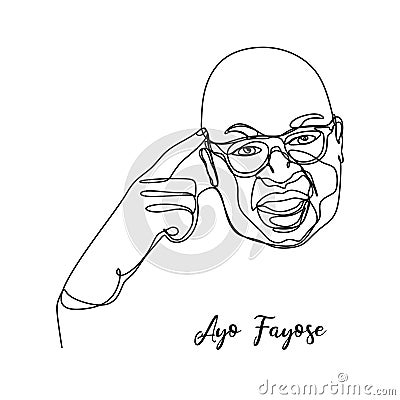 January 9 , 2019: Ayo Fayose in portrait illustration one line continuous drawing . Famous Nigerian politician in Nigeria Cartoon Illustration