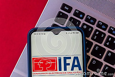 January 21, 2021, Brazil. In this photo illustration the Internationale Funkausstellung Berlim IFA logo seen displayed on a Cartoon Illustration