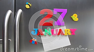 January 27 calendar date made with plastic magnetic letters Stock Photo