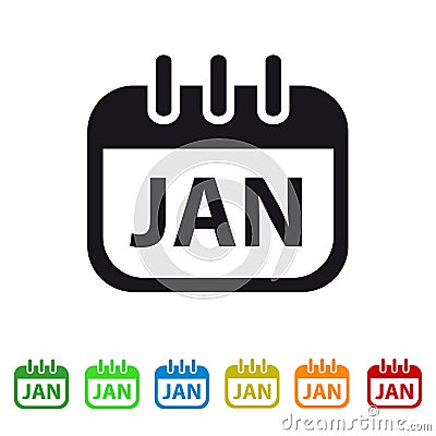 January Calendar Icon - Colorful Vector symbol Stock Photo