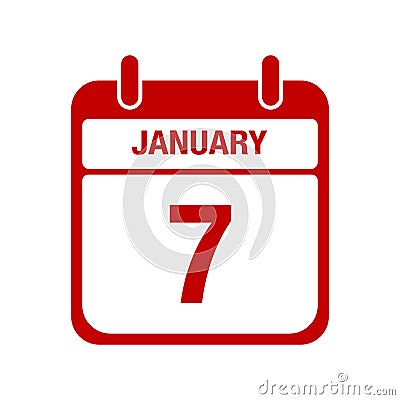 7 January calendar red icon Vector Illustration