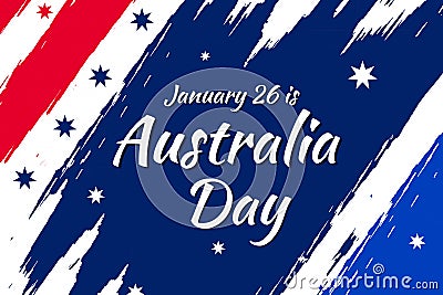 January 26 is celebrated as Austrlia Day in Australia, colorful brush strokes with typography on it Stock Photo
