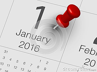 January 2016 Stock Photo