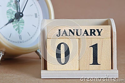 January 01, Cover design with number cube. Stock Photo